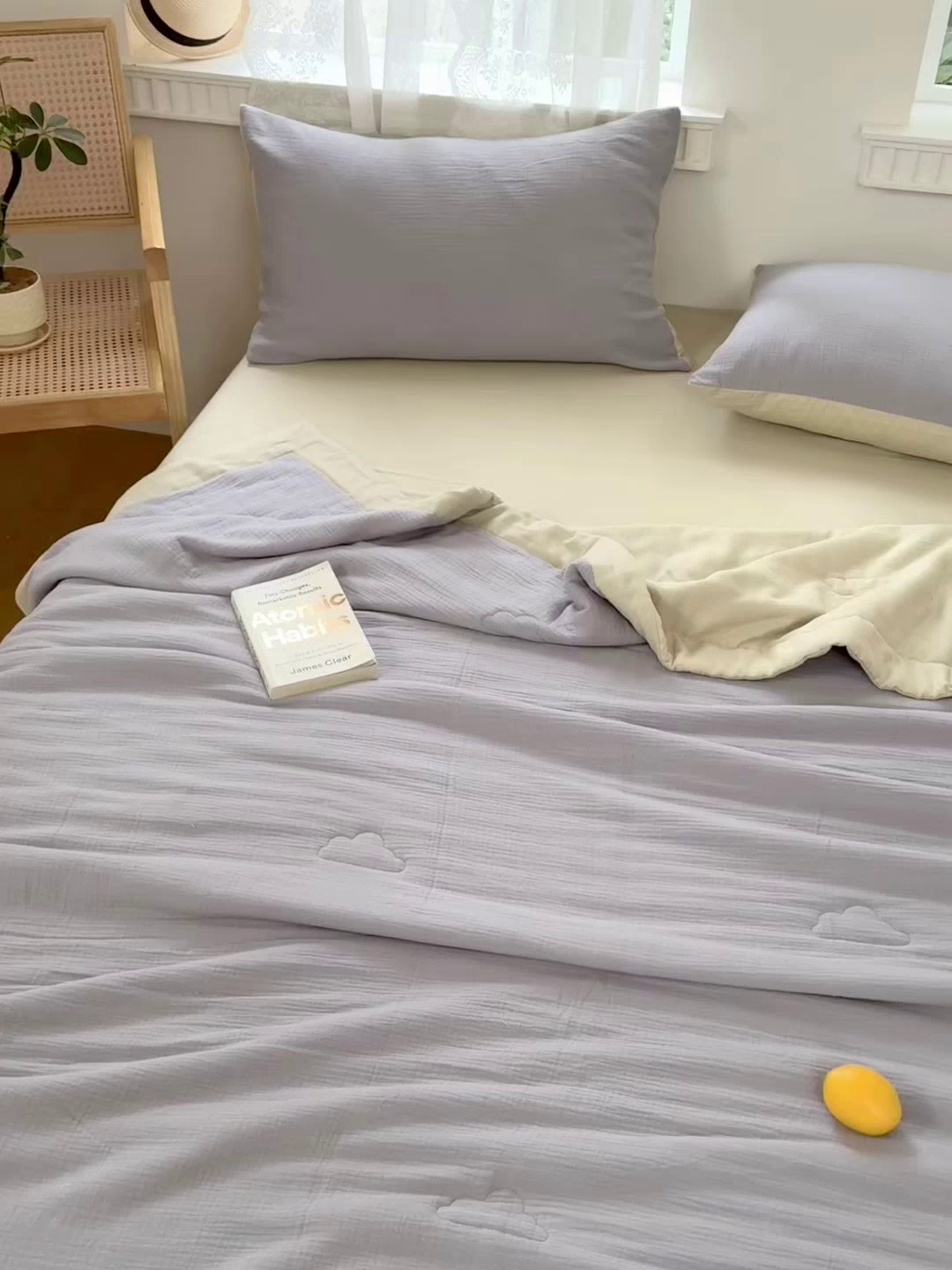 91家纺网 家纺一手货源 找家纺 雯雨家纺 2026新款里外全棉皱皱纱棉花夏被夏凉被空调被 全棉皱皱纱-烟灰