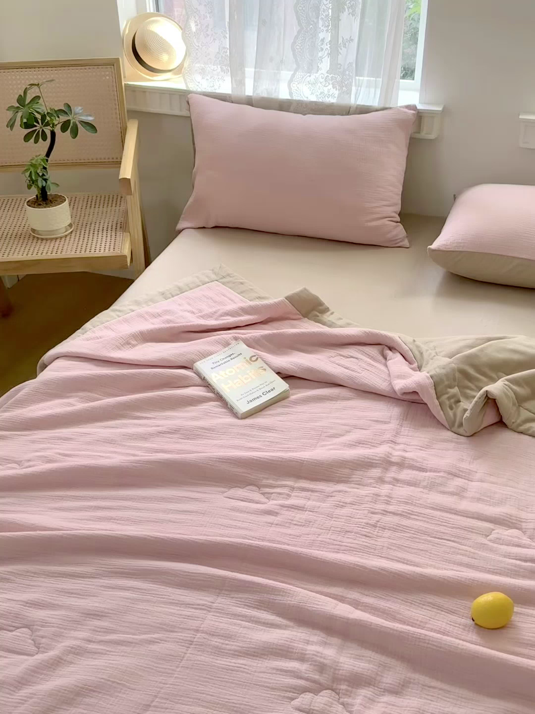 91家纺网 家纺一手货源 找家纺 雯雨家纺 2026新款里外全棉皱皱纱棉花夏被夏凉被空调被 全棉皱皱纱-肉粉