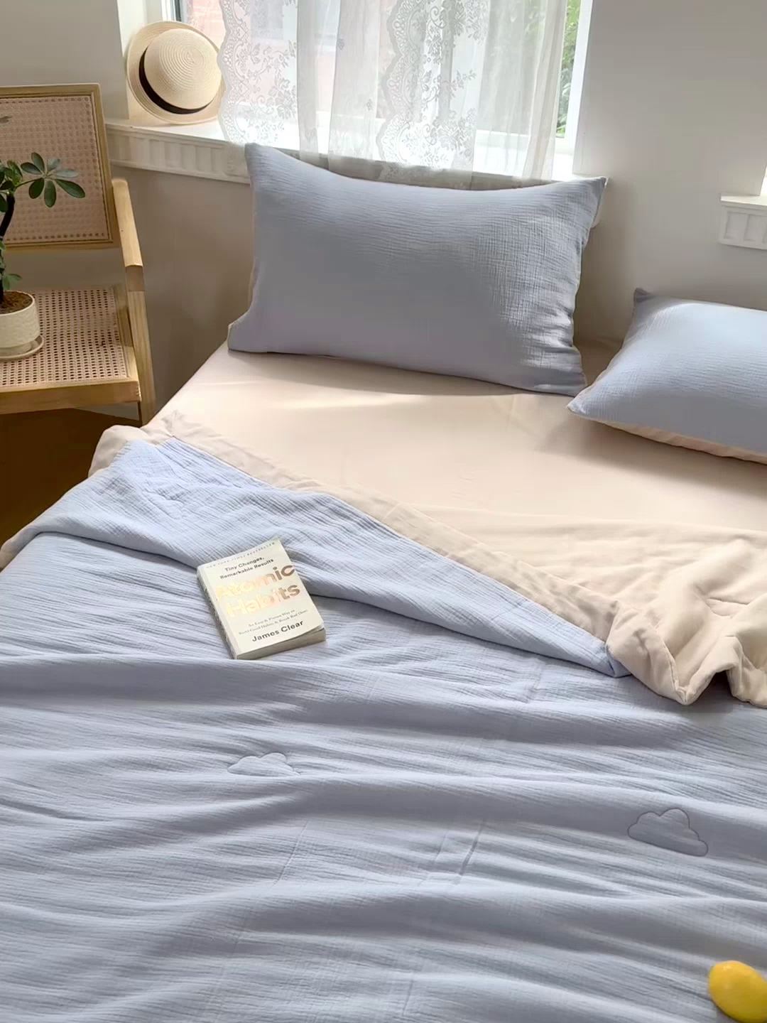 91家纺网 家纺一手货源 找家纺 雯雨家纺 2026新款里外全棉皱皱纱棉花夏被夏凉被空调被 全棉皱皱纱-天蓝