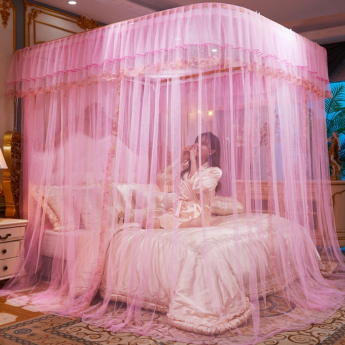 91家纺网 家纺一手货源 找家纺 （总）舞夜盛世 2026新款u型拉幕导轨蚊帐轨道蚊帐落地宫廷蚊帐—春暖花开