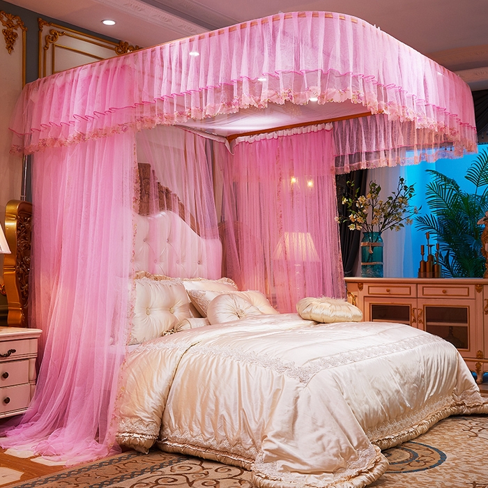 91家纺网 家纺一手货源 找家纺 （总）舞夜盛世 2026新款u型拉幕导轨蚊帐轨道蚊帐落地宫廷蚊帐—春暖花开