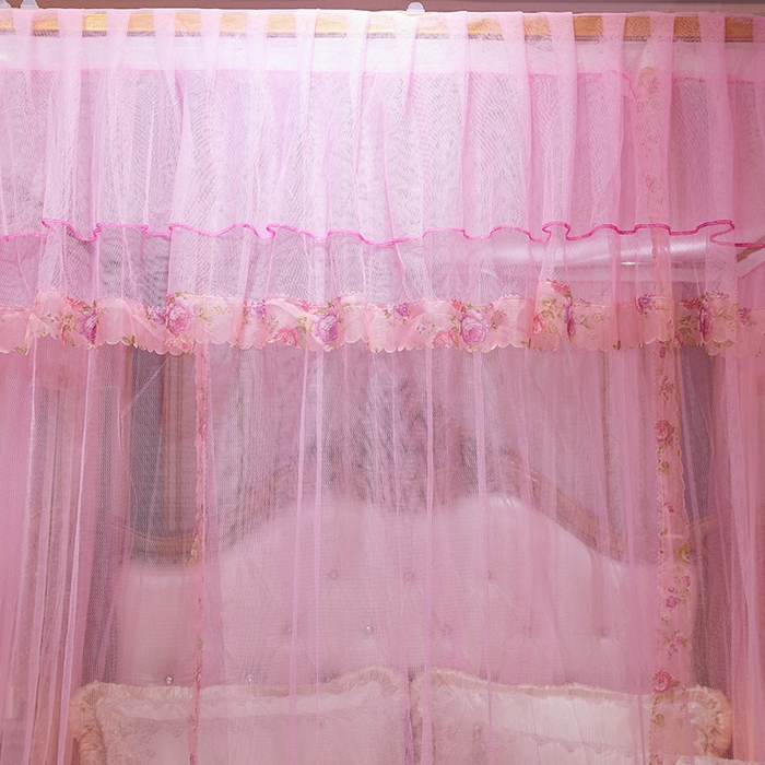 91家纺网 家纺一手货源 找家纺 舞夜盛世 2026新款u型拉幕导轨蚊帐轨道蚊帐落地宫廷蚊帐—春暖花开 春暖花开-粉色