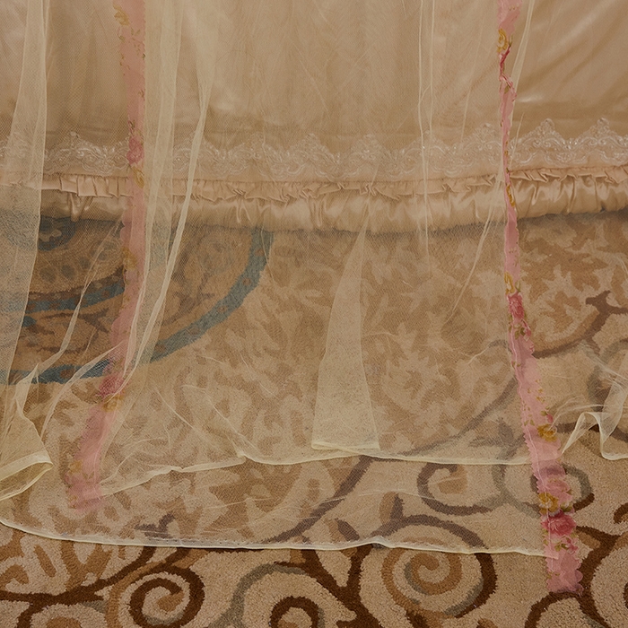 91家纺网 家纺一手货源 找家纺 舞夜盛世 2026新款u型拉幕导轨蚊帐轨道蚊帐落地宫廷蚊帐—春暖花开 春暖花开-黄色