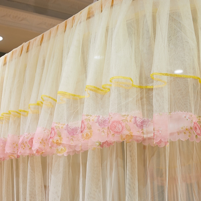 91家纺网 家纺一手货源 找家纺 舞夜盛世 2026新款u型拉幕导轨蚊帐轨道蚊帐落地宫廷蚊帐—春暖花开 春暖花开-黄色