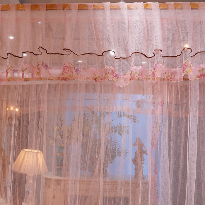 91家纺网 家纺一手货源 找家纺 舞夜盛世 2026新款u型拉幕导轨蚊帐轨道蚊帐落地宫廷蚊帐—春暖花开 春暖花开-玉色