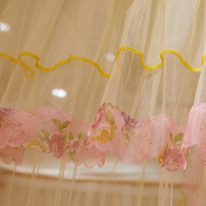 91家纺网 家纺一手货源 找家纺 舞夜盛世 2026新款u型拉幕导轨蚊帐轨道蚊帐落地宫廷蚊帐—春暖花开 春暖花开-黄色