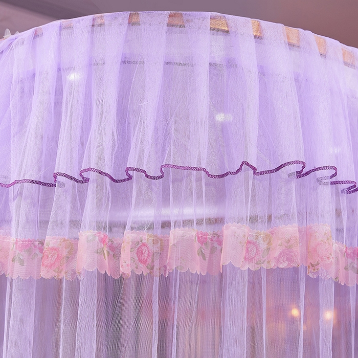 91家纺网 家纺一手货源 找家纺 舞夜盛世 2026新款u型拉幕导轨蚊帐轨道蚊帐落地宫廷蚊帐—春暖花开 春暖花开-紫色