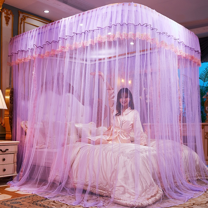 91家纺网 家纺一手货源 找家纺 舞夜盛世 2026新款u型拉幕导轨蚊帐轨道蚊帐落地宫廷蚊帐—春暖花开 春暖花开-紫色