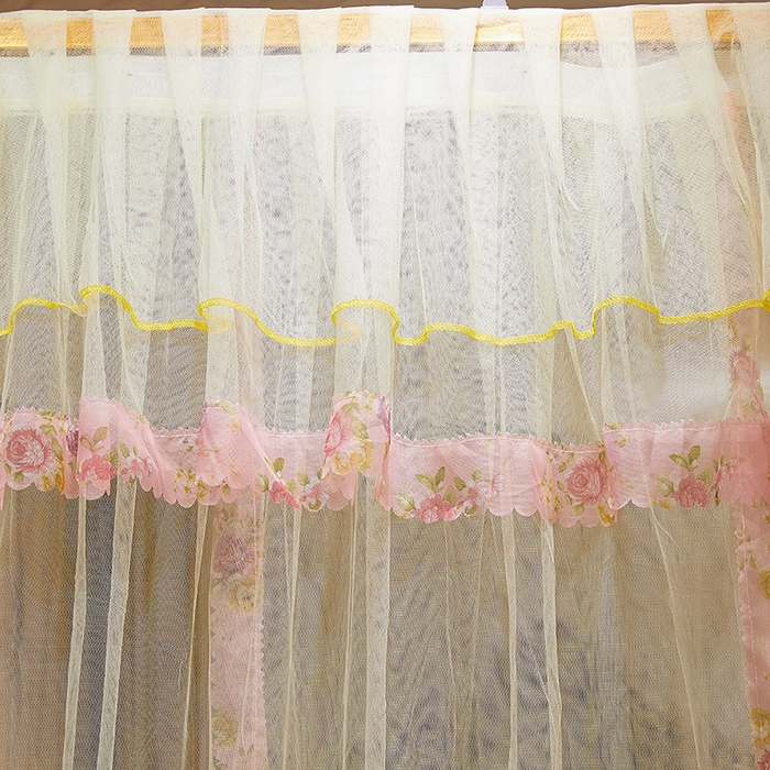 91家纺网 家纺一手货源 找家纺 舞夜盛世 2026新款u型拉幕导轨蚊帐轨道蚊帐落地宫廷蚊帐—春暖花开 春暖花开-黄色