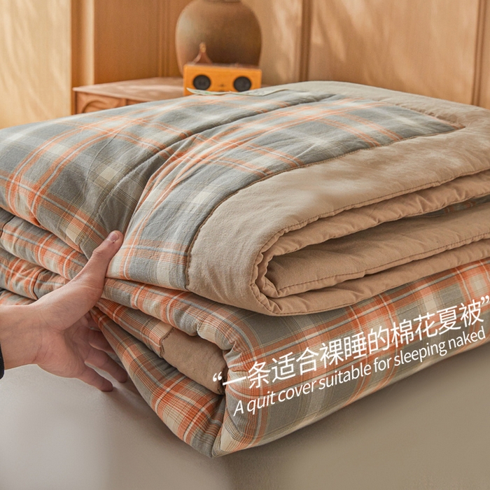 91家纺网 家纺一手货源 找家纺 猎鹿人家纺 2026新款A类水洗棉新疆棉花夏被 被子被芯 诺卡橙