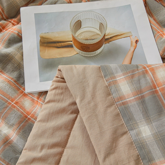 91家纺网 家纺一手货源 找家纺 猎鹿人家纺 2026新款A类水洗棉新疆棉花夏被 被子被芯 诺卡橙