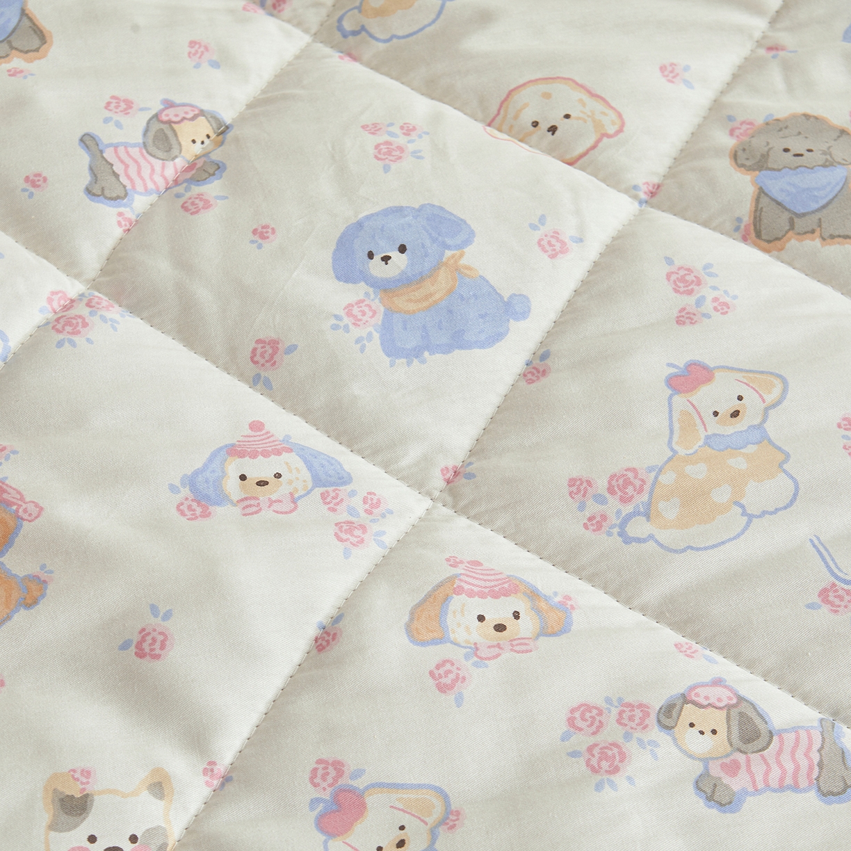 91家纺网 家纺一手货源 找家纺 A类里外全棉12868夏凉被100%新疆棉纯棉全棉填充印花款空调被夏被 全棉印花 萌犬乐园