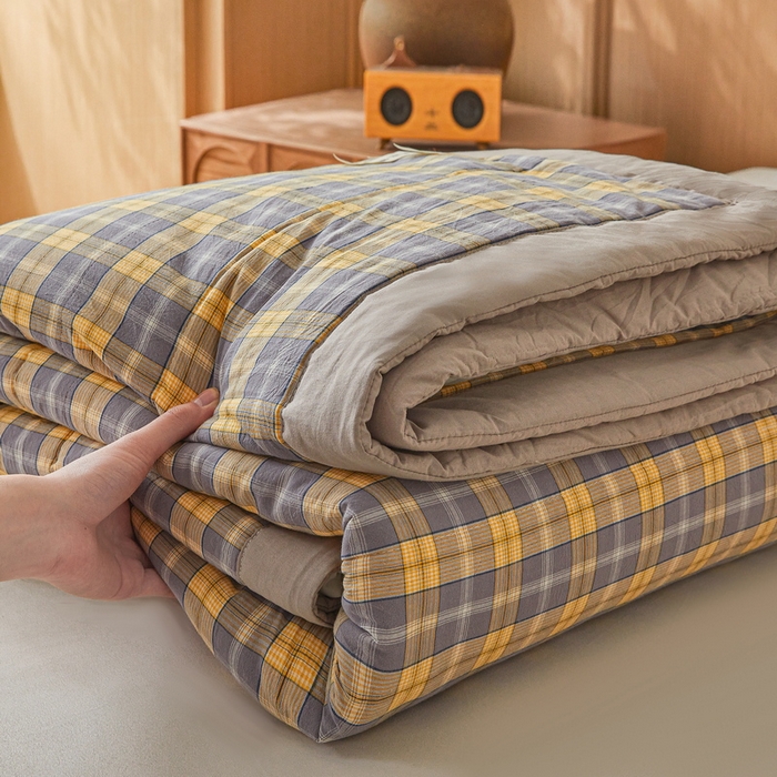 91家纺网 家纺一手货源 找家纺 猎鹿人家纺 2026新款A类水洗棉新疆棉花夏被 被子被芯 诺卡黄