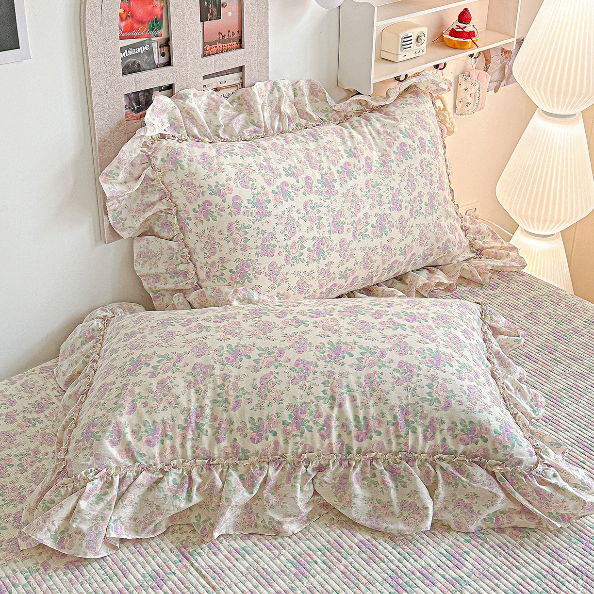 91家纺网 家纺一手货源 找家纺 家维家纺 2026新款（常年不断货）A类全棉夹棉韩系大花边高温砂洗床盖四件套【提供买家秀】 春暖花开