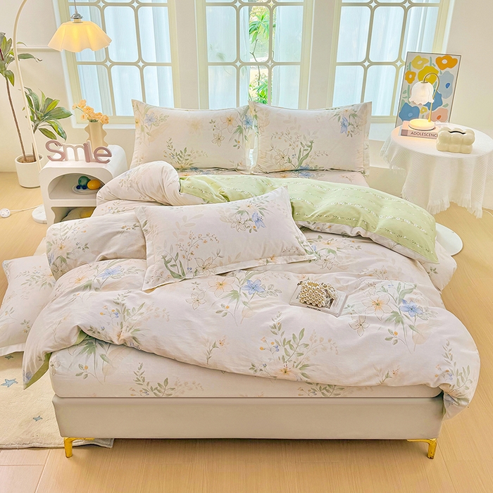 91家纺网 家纺一手货源 找家纺 （总1）安逸家纺 12868 新款全棉床笠四件套床罩学生纯棉床笠款三件套