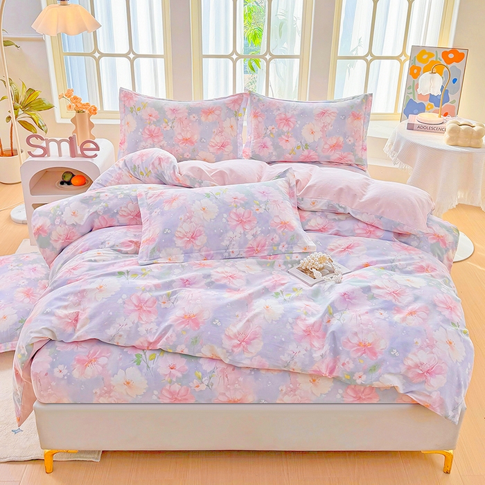 91家纺网 家纺一手货源 找家纺 （总1）安逸家纺 12868 新款全棉床笠四件套床罩学生纯棉床笠款三件套