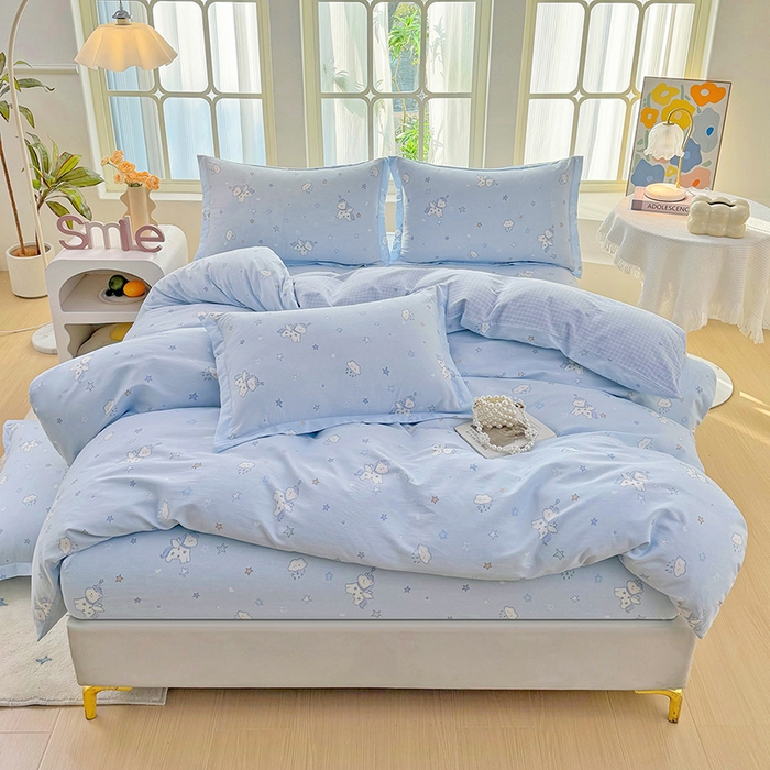 91家纺网 家纺一手货源 找家纺 （总1）安逸家纺 12868 新款全棉床笠四件套床罩学生纯棉床笠款三件套