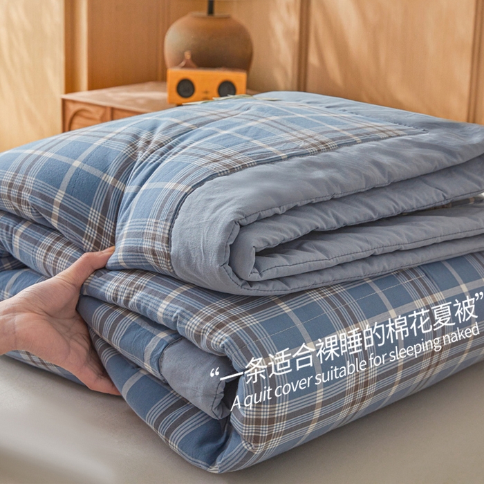 91家纺网 家纺一手货源 找家纺 猎鹿人家纺 2026新款A类水洗棉新疆棉花夏被 被子被芯 乔南蓝