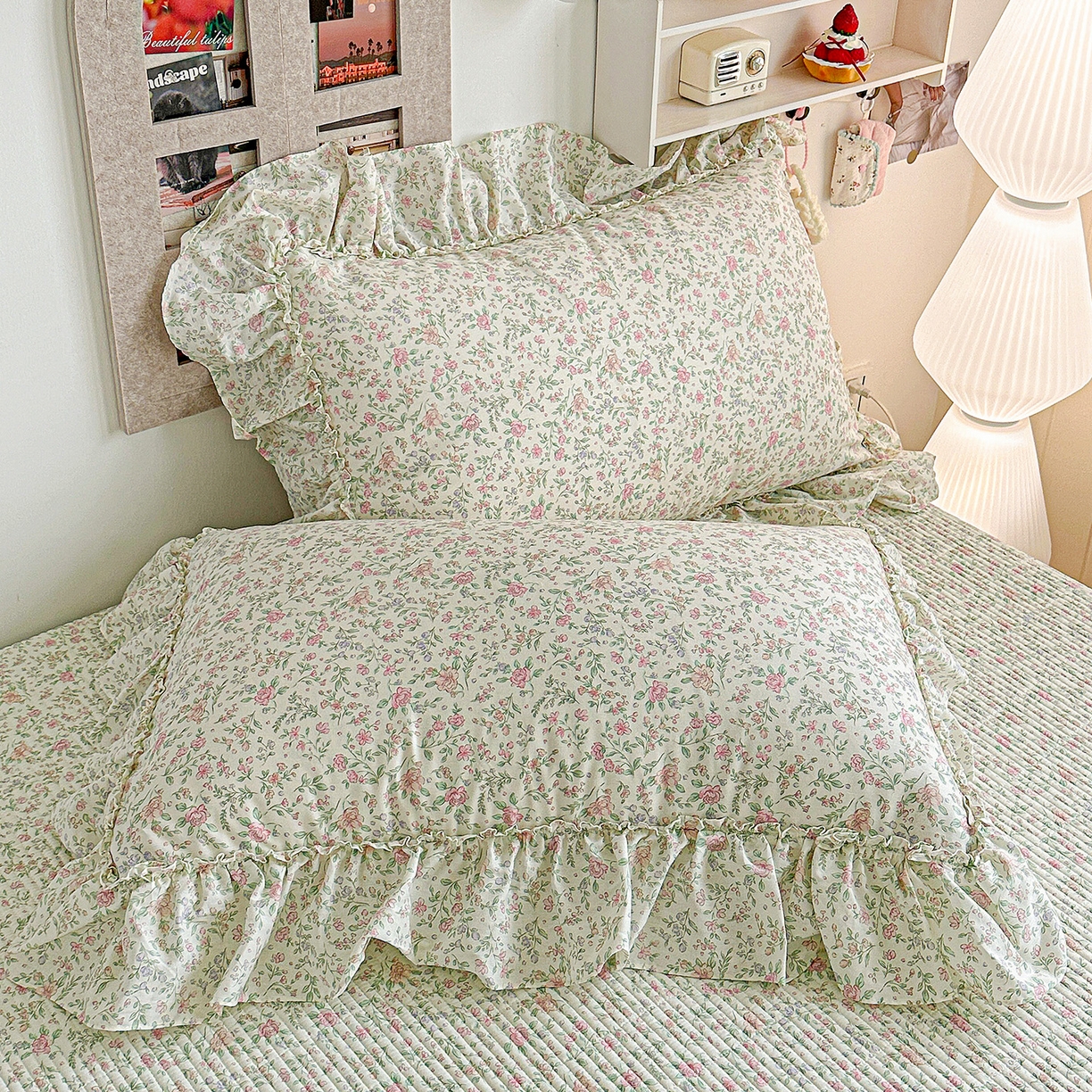 91家纺网 家纺一手货源 找家纺 家维家纺 2026新款（常年不断货）A类全棉夹棉韩系大花边高温砂洗床盖四件套【提供买家秀】 漫花-粉