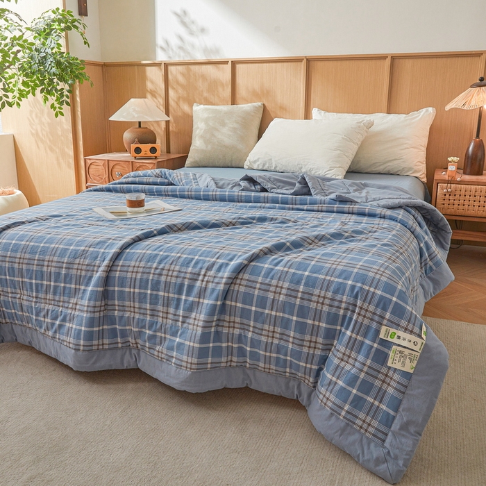 91家纺网 家纺一手货源 找家纺 猎鹿人家纺 2026新款A类水洗棉新疆棉花夏被 被子被芯 乔南蓝