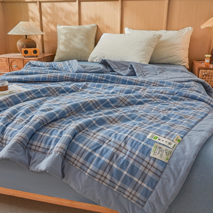 91家纺网 家纺一手货源 找家纺 猎鹿人家纺 2026新款A类水洗棉新疆棉花夏被 被子被芯 乔南蓝