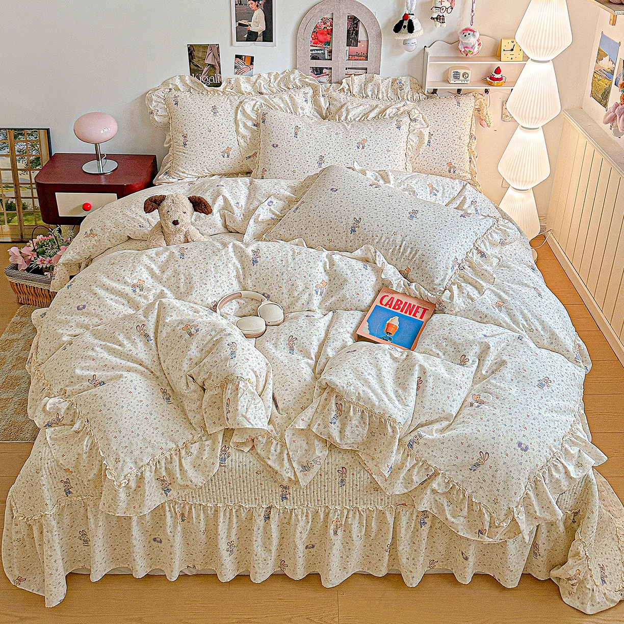 家维家纺 2026新款（常年不断货）A类全棉夹棉韩系大花边高温砂洗床盖四件套【提供买家秀】 限定CP