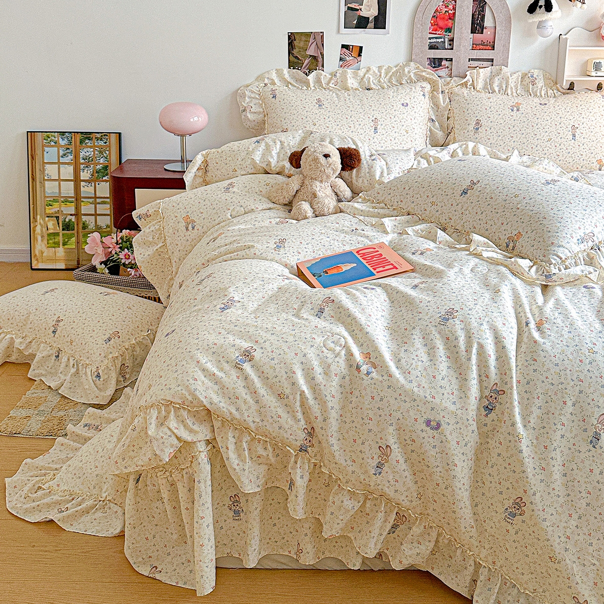 91家纺网 家纺一手货源 找家纺 家维家纺 2026新款（常年不断货）A类全棉夹棉韩系大花边高温砂洗床盖四件套【提供买家秀】 限定CP