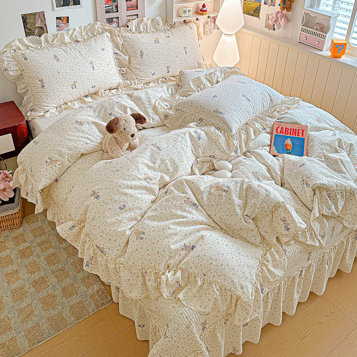 91家纺网 家纺一手货源 找家纺 家维家纺 2026新款（常年不断货）A类全棉夹棉韩系大花边高温砂洗床盖四件套【提供买家秀】 限定CP