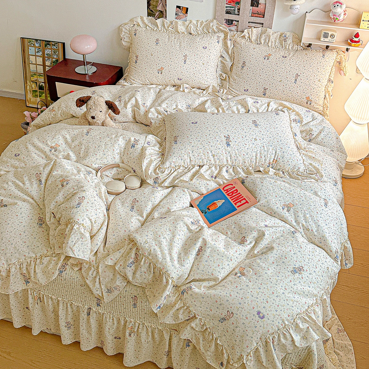 91家纺网 家纺一手货源 找家纺 家维家纺 2026新款（常年不断货）A类全棉夹棉韩系大花边高温砂洗床盖四件套【提供买家秀】 限定CP