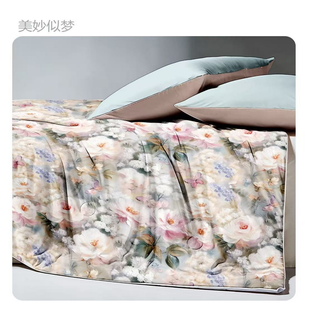 91家纺网 家纺一手货源 找家纺 （总）粉黛 2026新款凉感丝三合一锦氨凉感夏被2.0*2.3