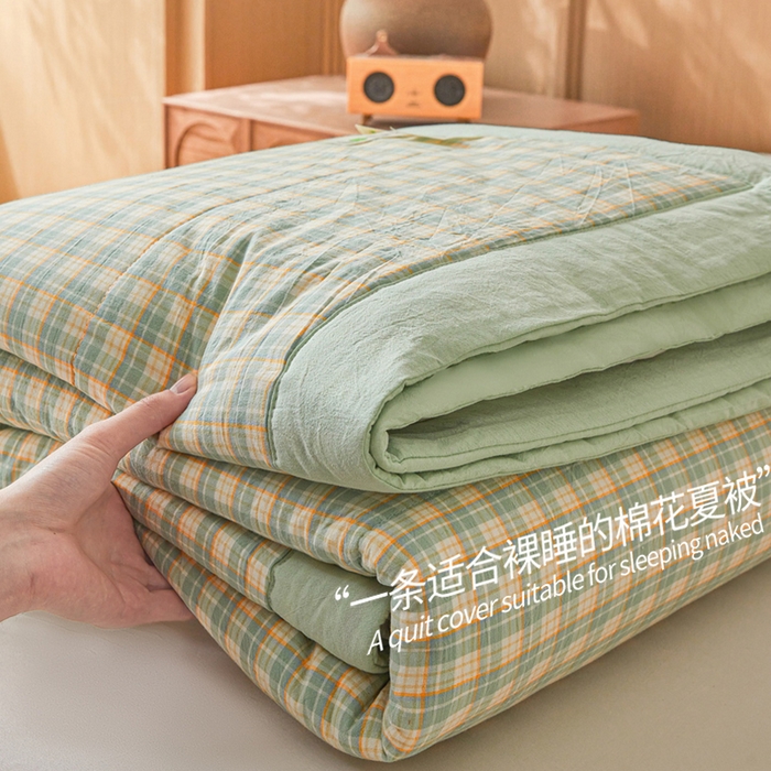 91家纺网 家纺一手货源 找家纺 猎鹿人家纺 2026新款A类水洗棉新疆棉花夏被 被子被芯 夏洛特绿