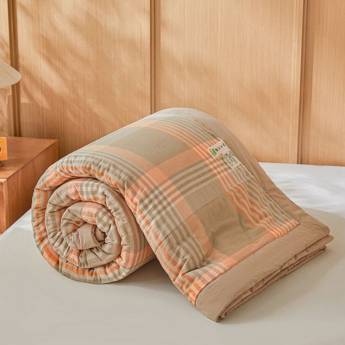 91家纺网 家纺一手货源 找家纺 猎鹿人家纺 2026新款A类水洗棉新疆棉花夏被 被子被芯 夏日芳华-橙