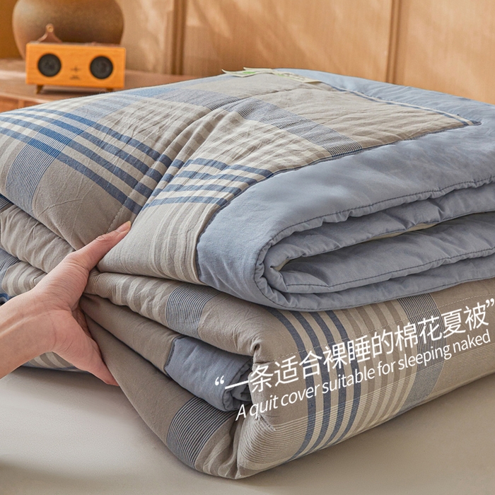 91家纺网 家纺一手货源 找家纺 猎鹿人家纺 2026新款A类水洗棉新疆棉花夏被 被子被芯 夏日芳华蓝