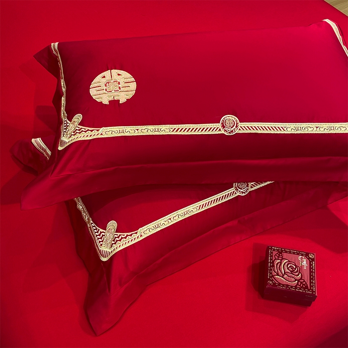 91家纺网 家纺一手货源 找家纺 2026年新款中式亲肤加厚双面磨毛婚庆四件套刺绣多件套金喜龙凤