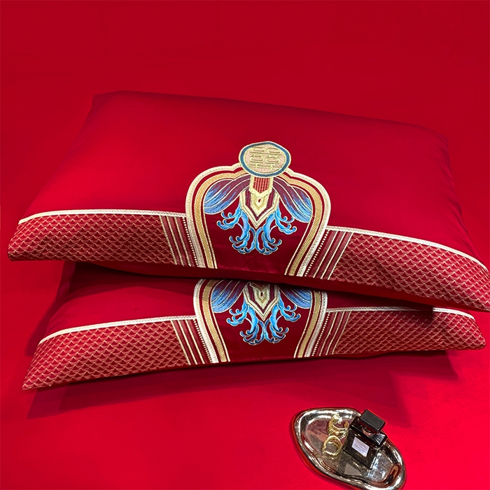 91家纺网 家纺一手货源 找家纺 2026年新款中式亲肤加厚双面磨毛婚庆四件套刺绣多件套金喜龙凤