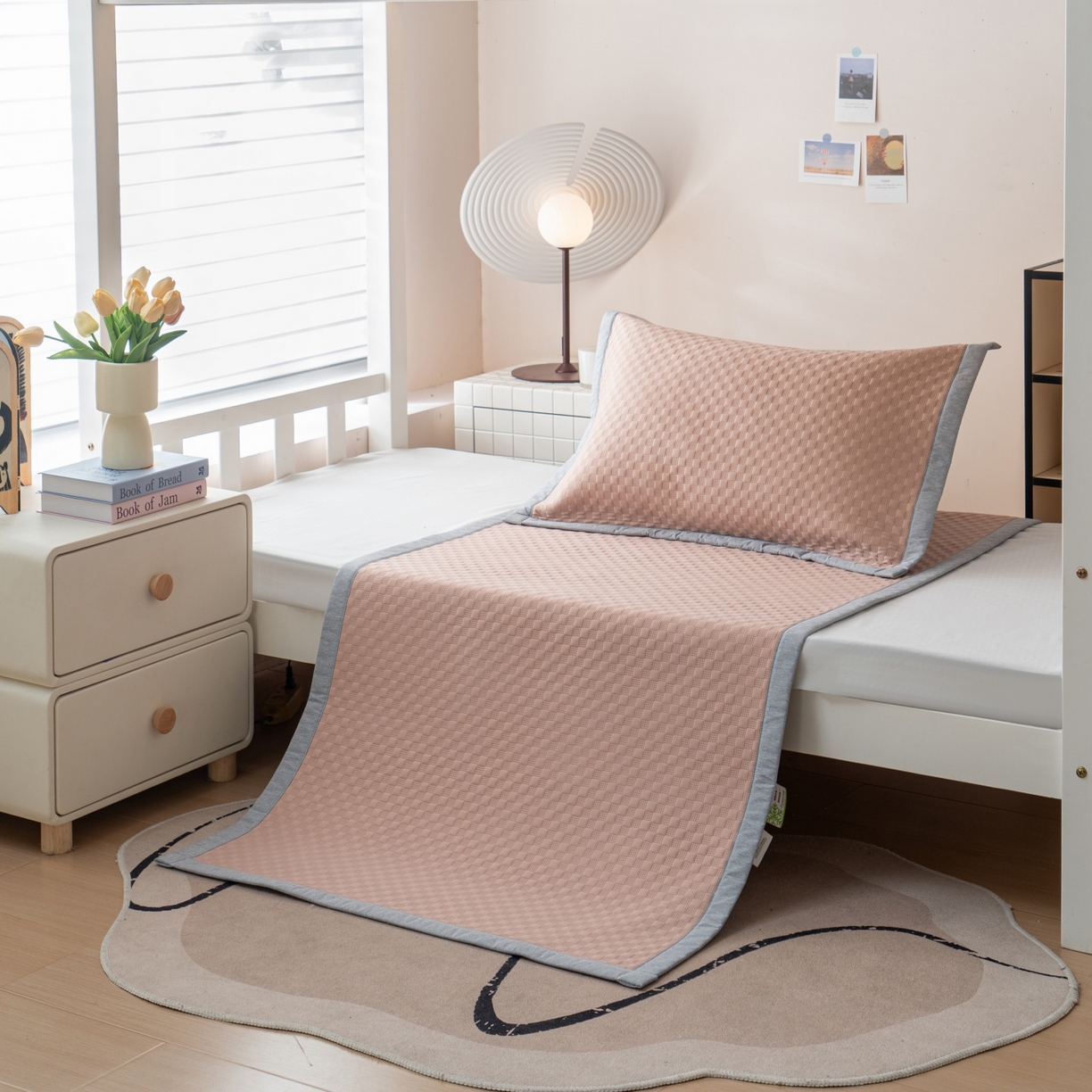 91家纺网 家纺一手货源 找家纺 （总）凌云家纺 2026新款锦纶凉感冰丝席三件套冰格空气席可机洗学生席