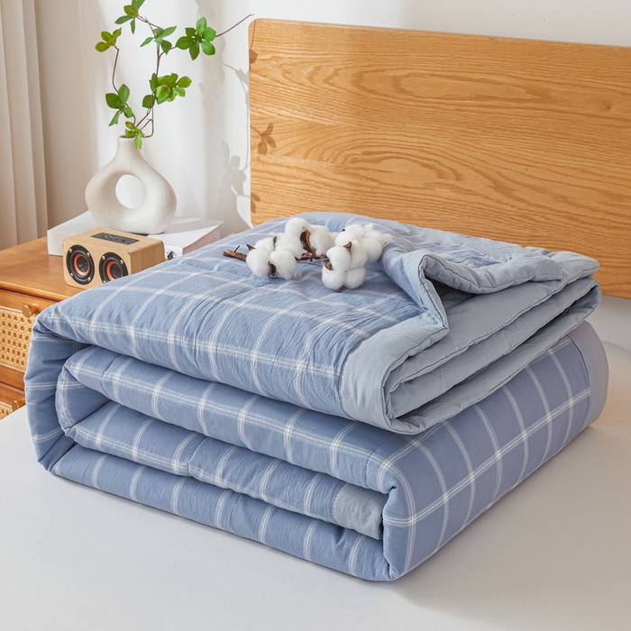 91家纺网 家纺一手货源 找家纺 猎鹿人家纺 2026新款A类水洗棉新疆棉花夏被 被子被芯 布鲁蓝