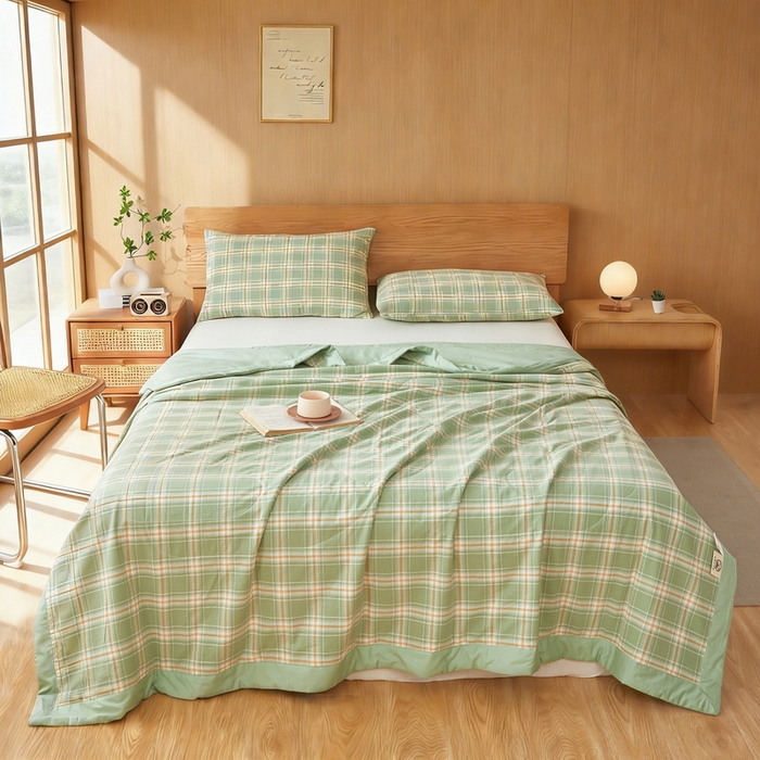 91家纺网 家纺一手货源 找家纺 猎鹿人家纺 2026新款A类水洗棉新疆棉花夏被 被子被芯 橄榄绿