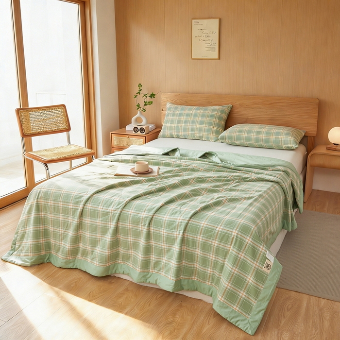 91家纺网 家纺一手货源 找家纺 猎鹿人家纺 2026新款A类水洗棉新疆棉花夏被 被子被芯 橄榄绿