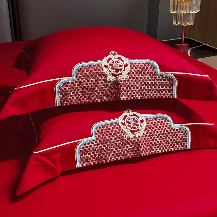 91家纺网 家纺一手货源 找家纺 2026年新款中式亲肤加厚双面磨毛婚庆四件套刺绣多件套甜甜蜜蜜