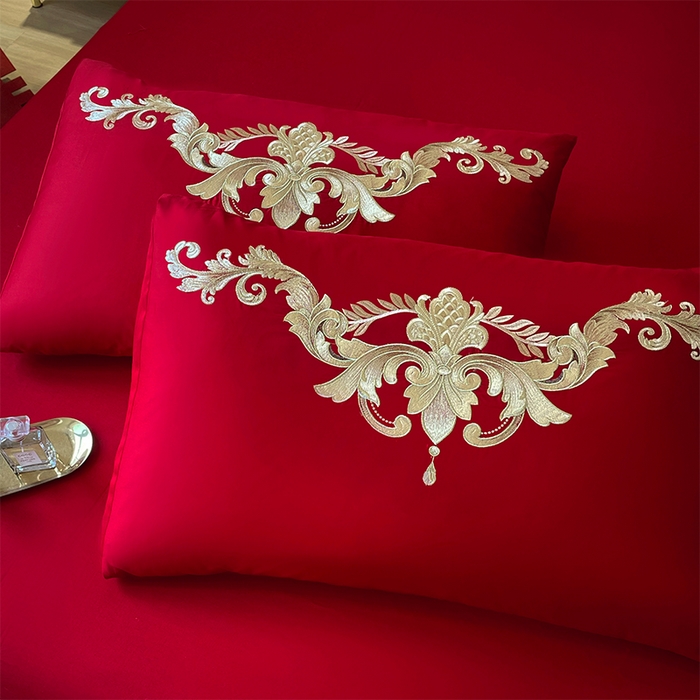 91家纺网 家纺一手货源 找家纺 2026年新款中式亲肤加厚双面磨毛婚庆四件套刺绣多件套甜甜蜜蜜