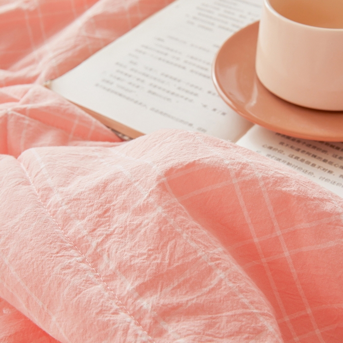 91家纺网 家纺一手货源 找家纺 猎鹿人家纺 2026新款A类水洗棉新疆棉花夏被 被子被芯 海棠粉