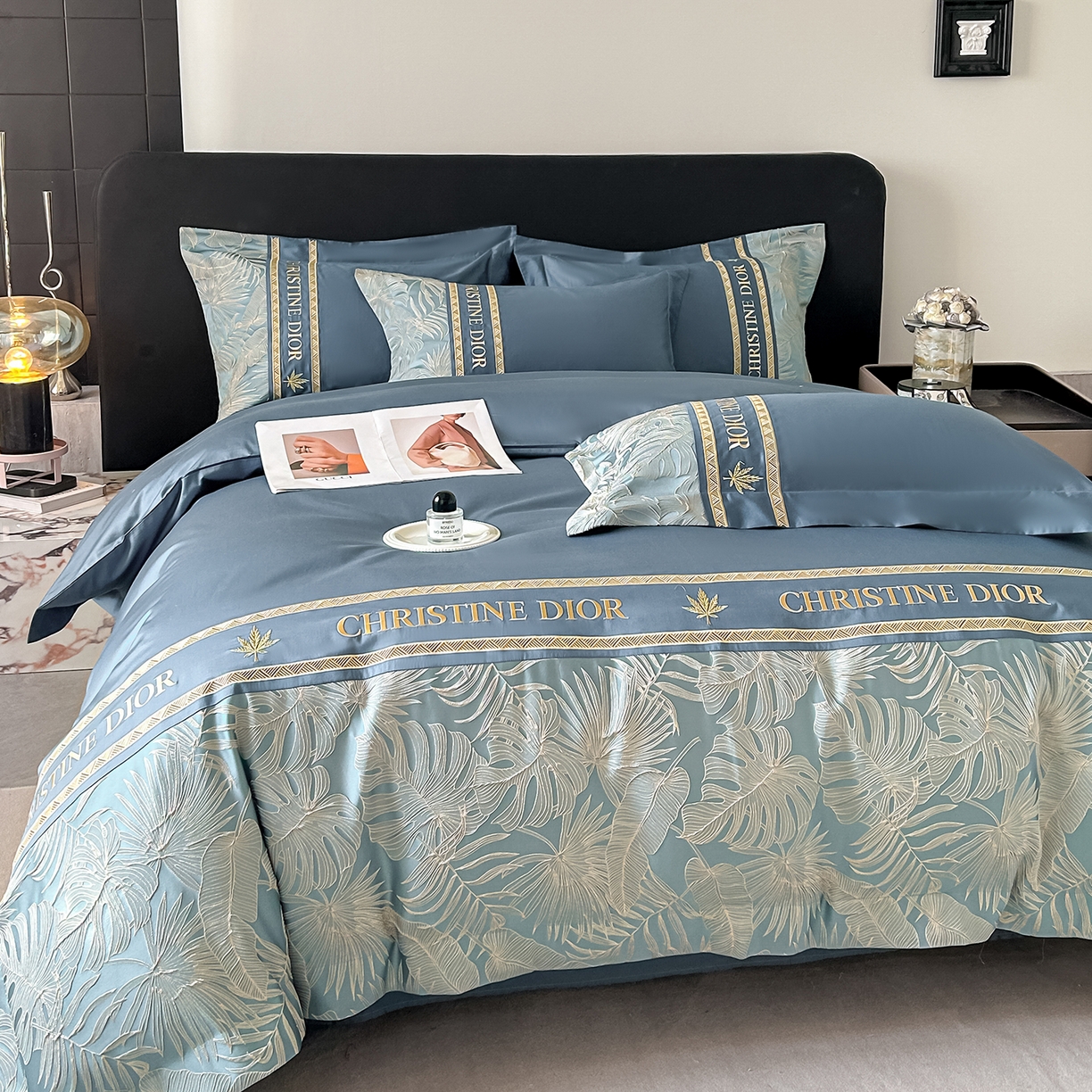 91家纺网 家纺一手货源 找家纺 置顶家纺 2026新款羽枫亲肤提花刺绣四件套 羽枫-宾利蓝