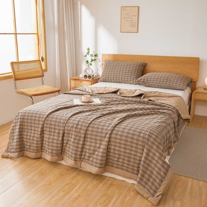 91家纺网 家纺一手货源 找家纺 猎鹿人家纺 2026新款A类水洗棉新疆棉花夏被 被子被芯 焦糖