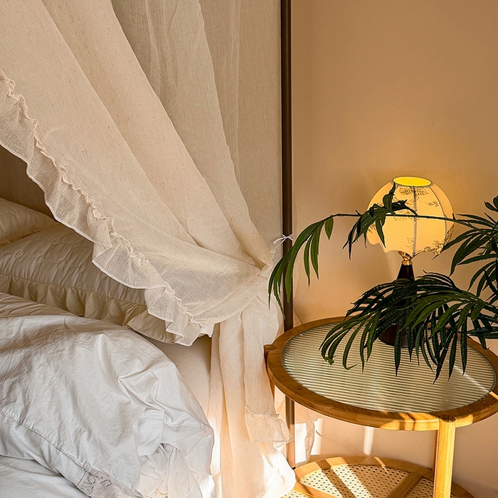 91家纺网 家纺一手货源 找家纺 （总）都市缘蚊帐 2026新款905系列禾风里棉麻落地宫廷蚊帐