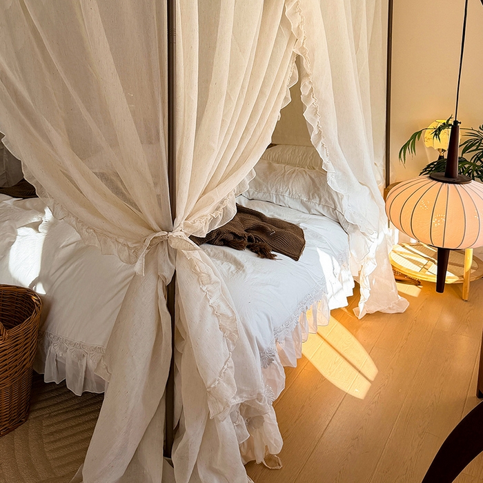 91家纺网 家纺一手货源 找家纺 （总）都市缘蚊帐 2026新款905系列禾风里棉麻落地宫廷蚊帐