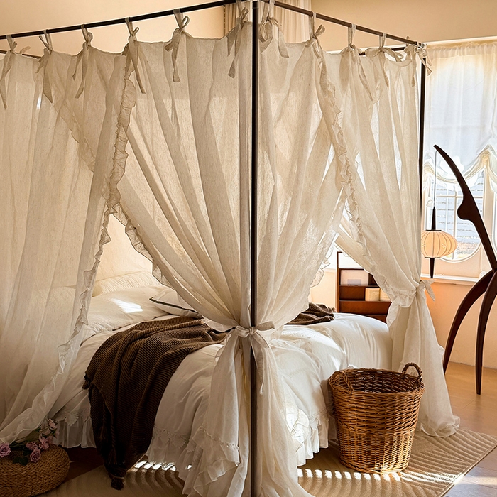 91家纺网 家纺一手货源 找家纺 （总）都市缘蚊帐 2026新款905系列禾风里棉麻落地宫廷蚊帐