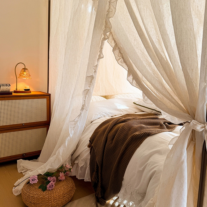 91家纺网 家纺一手货源 找家纺 （总）都市缘蚊帐 2026新款905系列禾风里棉麻落地宫廷蚊帐