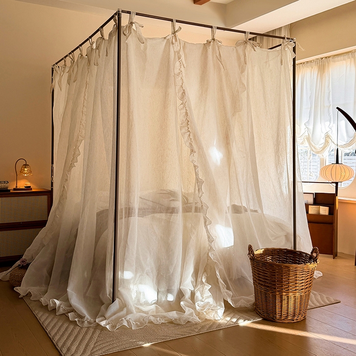 91家纺网 家纺一手货源 找家纺 （总）都市缘蚊帐 2026新款905系列禾风里棉麻落地宫廷蚊帐