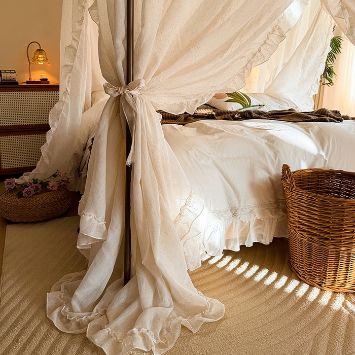 91家纺网 家纺一手货源 找家纺 （总）都市缘蚊帐 2026新款905系列禾风里棉麻落地宫廷蚊帐